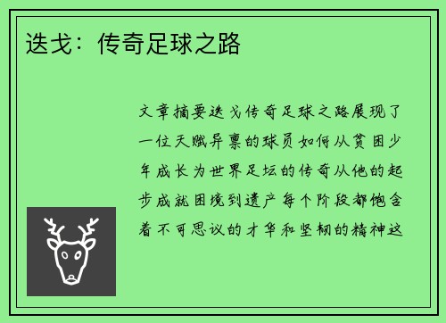 迭戈：传奇足球之路